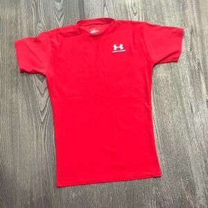 Under Armour Mens HeatGear OG Compression Short Sleeve Top Crewneck Red Size L